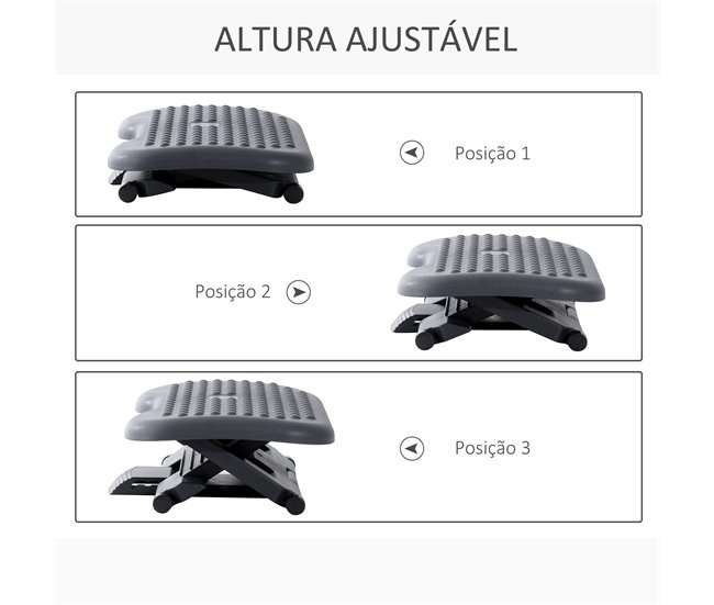 Apoio de pés Plástico HIPS HOMCOM Cinza