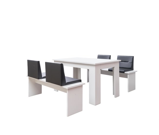 Conjunto mesa com 2 bancos CITY Branco