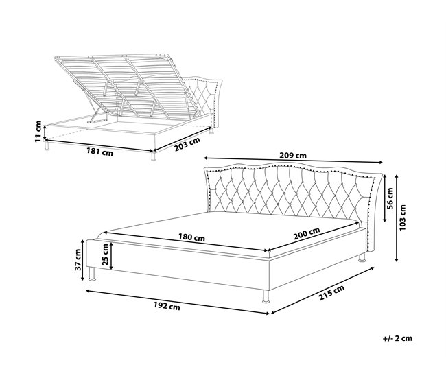 Beliani Cama con almacenaje Piel sintética METZ 212x215 Branco