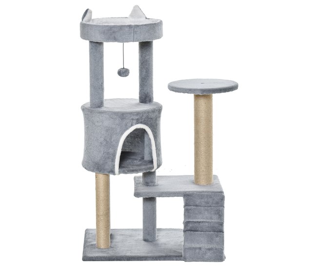 Arranhador para Gatos Aglomerado, Juta e Pelúcia PawHut Cinza