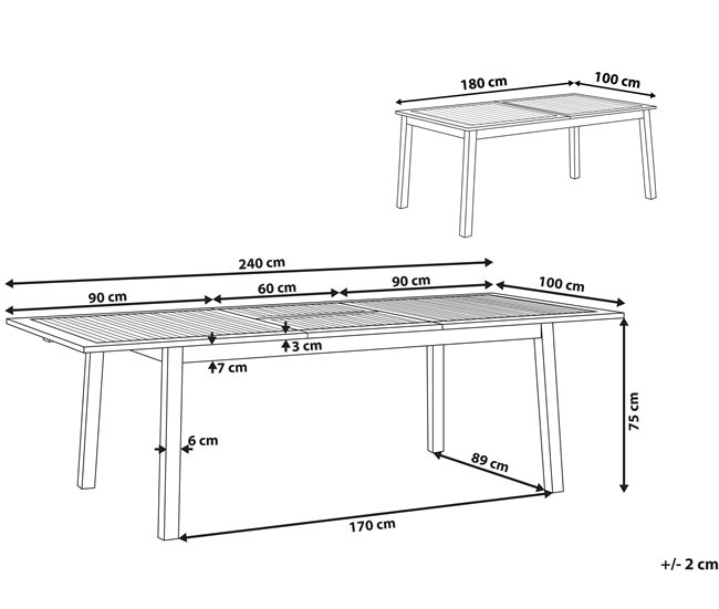 Beliani Mesa extensível CESANA 100x180 Castanho
