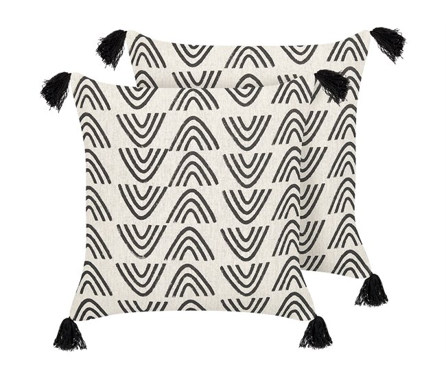 Beliani Almofada decorativa MAYS Branco/ Bege
