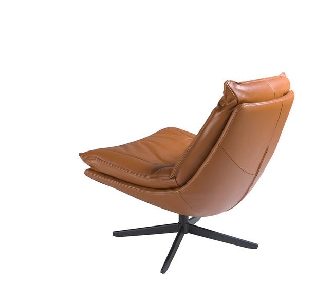 ANGEL CERDA Poltrona giratório em pele castanha Nogal