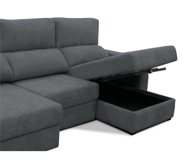 Chaise longue convertível em cama tecido APRIL Cinza