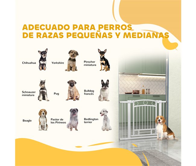 Barreira de Segurança Cães Aço e PA PawHut Branco