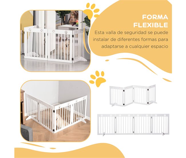Barreira de Segurança para Cães Madeira de Pinho PawHut Branco