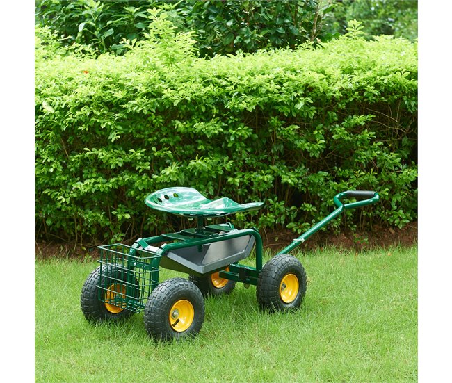 Assento de jardim Casarano com rodízios em aço Verde
