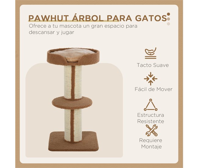 Arranhador para Gatos Aglomerado de Madeira, Poliéster e Sisal Castanho