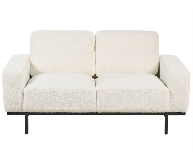 Beliani Sofá de 2 lugares Bouclé SOVIK Branco/ Bege