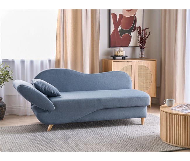 Beliani Chaise longue Linho MERI Azul