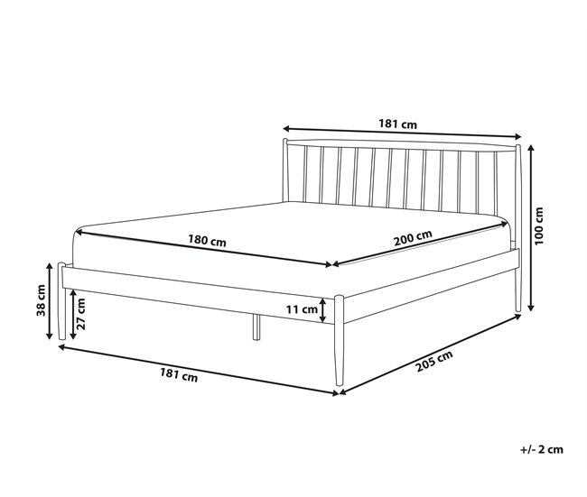 Beliani Cama com estrado Metal MAURS 187x209 Branco