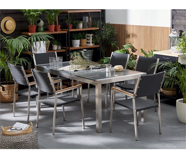 Beliani Mesa de refeição GROSSETO 90x180 Cinza Escuro