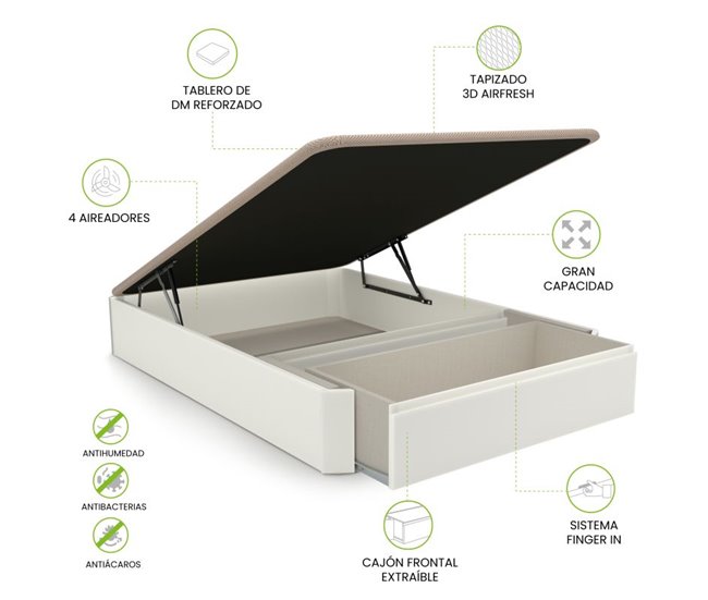 Sommier rebatível Luxo Max 3D 135x190 Branco