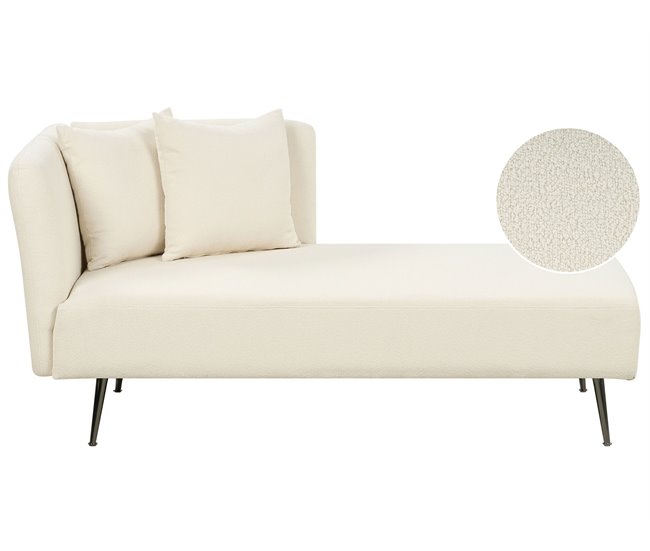 Beliani Chaise longue versão à esquerda Bouclé RIOM Branco/ Bege
