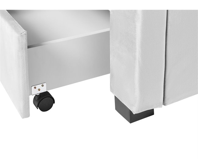 Beliani Cama com armazenamento Veludo LIEVIN 165x217 Azul Marino