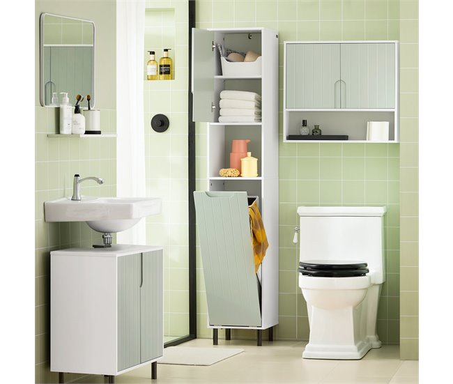 Móvel de casa de banho com 1 cesto BZR137-GR SoBuy Verde