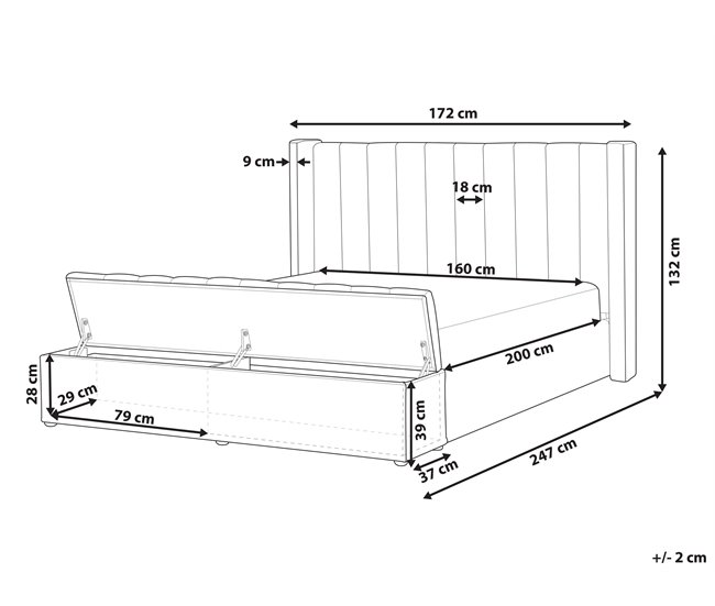 Beliani Cama com estrado Veludo NOYERS 190x247 Bege