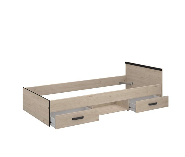 Cama Jovem Village com 2 gavetas e 1 nicho 90x203 Branco/cinza