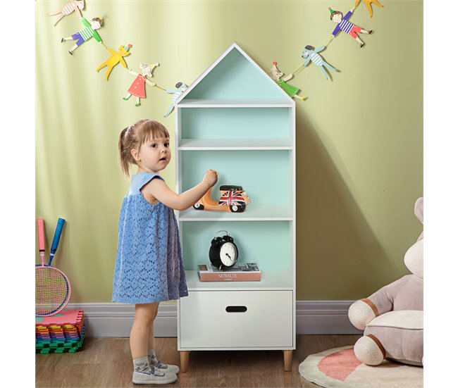 Prateleira de livro infantil P2 class MDF, pine wood HOMCOM Branco