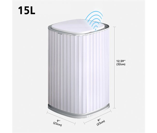 Papel quadrado de cubo de lixo com sensor inteligente Cinza