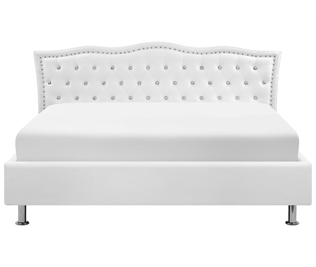 Beliani Cama com estrado Pele sintética METZ 209x215 Branco