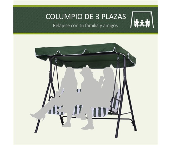 Baloiço de Jardim Tecido de poliéster e aço Outsunny Verde