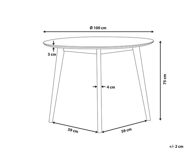 Beliani Mesa de jantar ROXBY 100x100 Branco