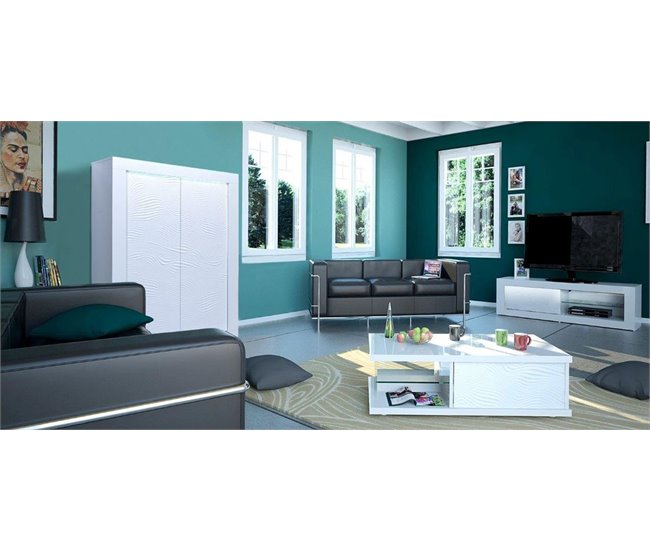 Mesa de centro modelo DUNE branco Branco Brillo