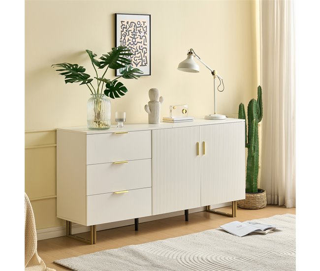 Aparador com 2 portas e 3 gavetas Branco