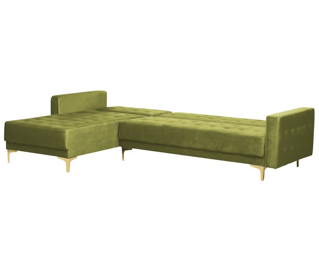 Beliani Sofá-cama Veludo ABERDEEN Verde