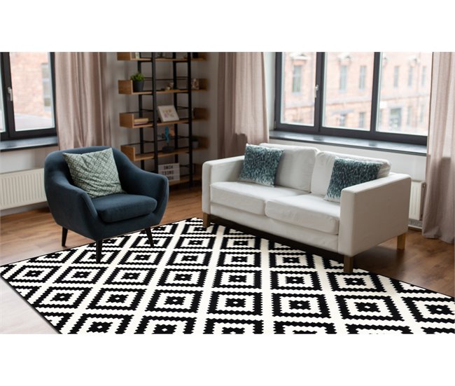 BCF Rug Morad RUTA diamantes geométrico 160x220 Preto