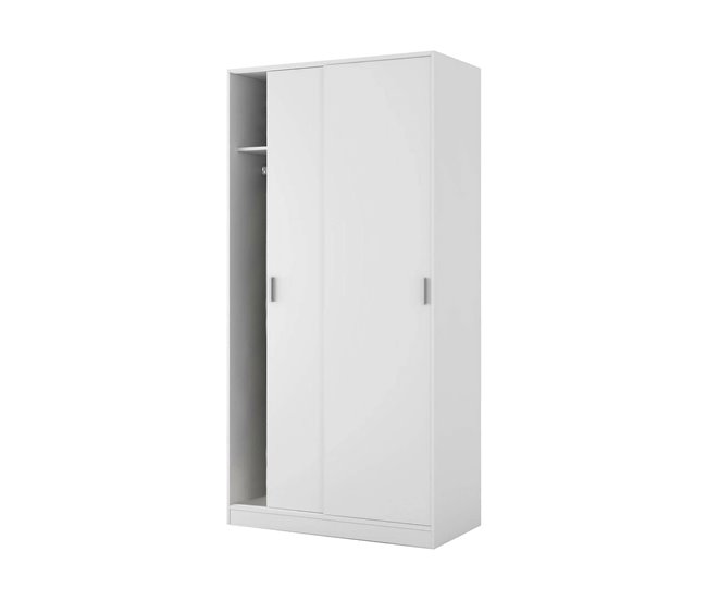 Armário 2 portas com efeito madeira 100 Branco