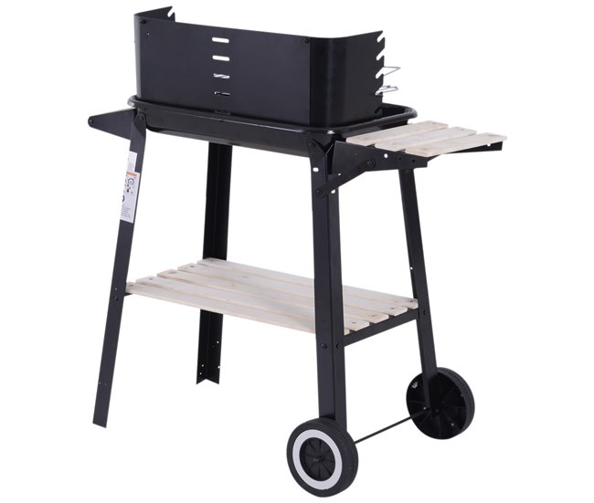 Barbecue a Carvão Metal e Porcelana Outsunny Preto