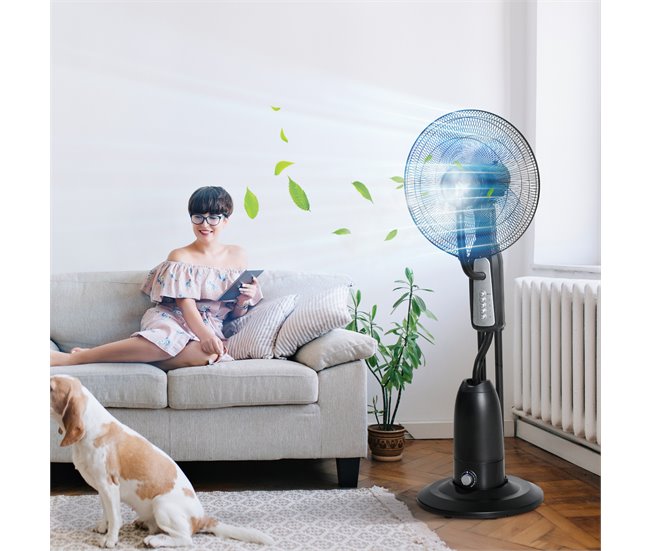 Ventoinha com Nebulizador Metal, AS, ABS e PE HOMCOM Preto