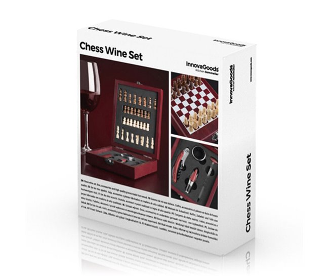 Conjunto de Acessórios para Vinho e Xadrez IG115540 Castanho