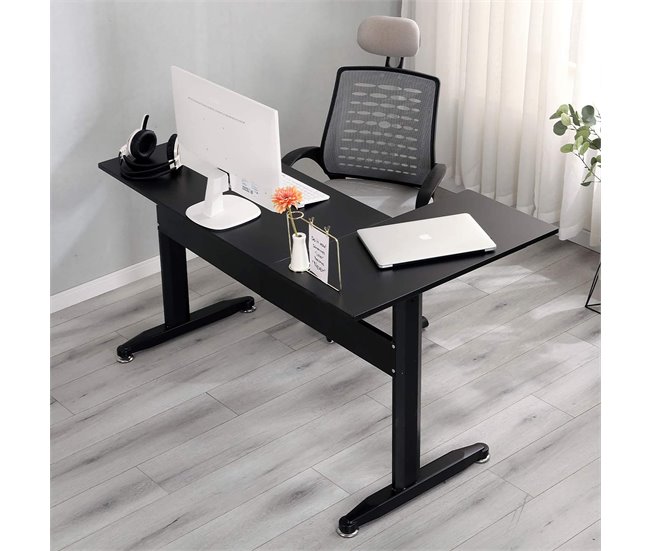 Mesa com efeito de madeira Preto