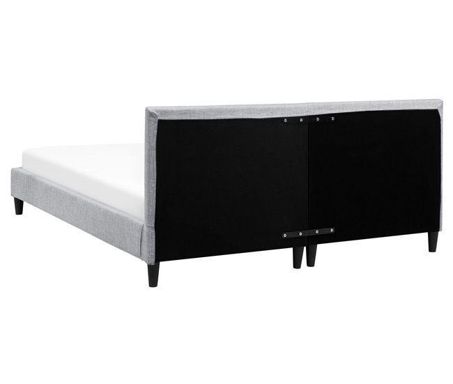 Beliani Cama com LED Poliéster FITOU 170x214 Cinza Claro