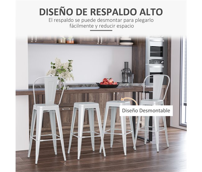 Bancos de Bar Metal HOMCOM, casa - cadeiras Cinza