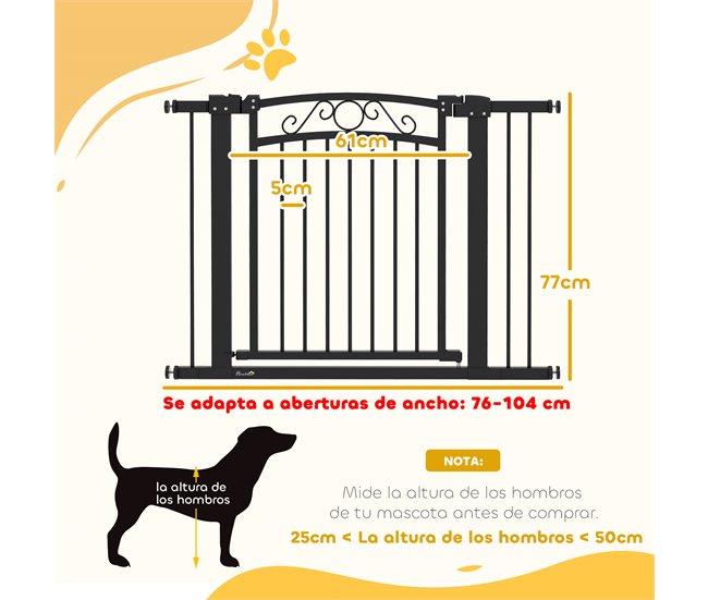 Barrera de Segurança para Cães Acero e PA PawHut Preto