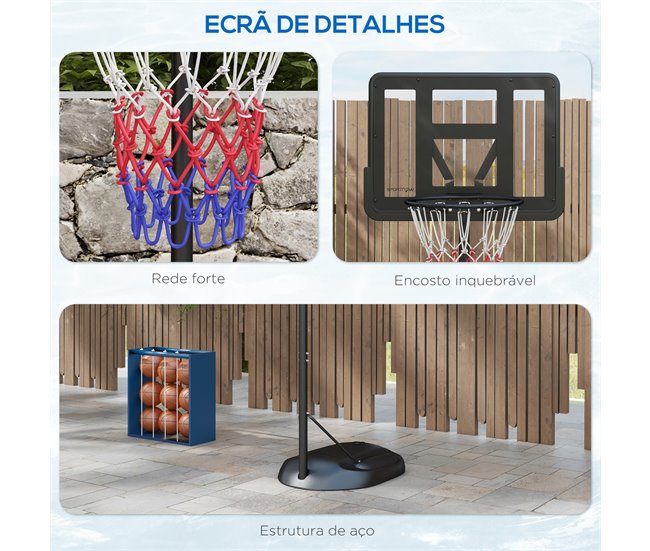 Tabela de Basquetebol Aço e PE SPORTNOW Preto