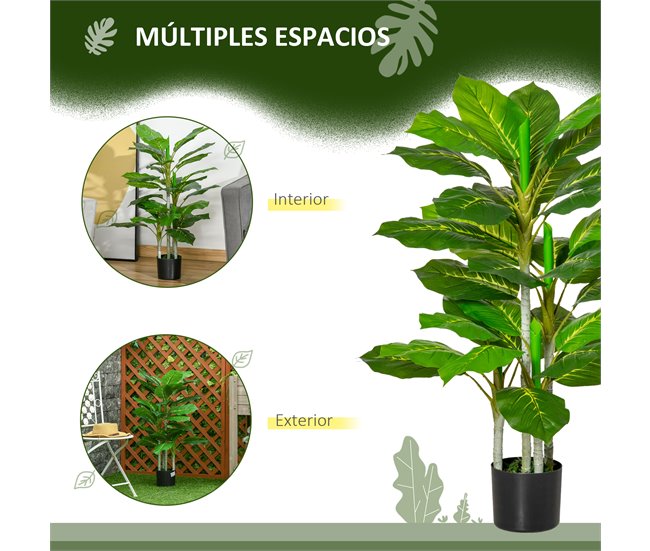Árvore Perene Artificial PE, PEVA, Aço e Cimento HOMCOM Verde