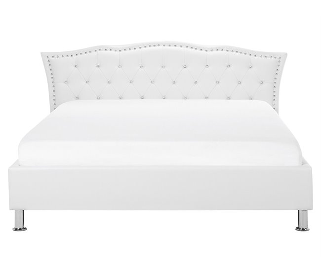 Beliani Cama com estrado Pele sintética METZ 215x189 Branco