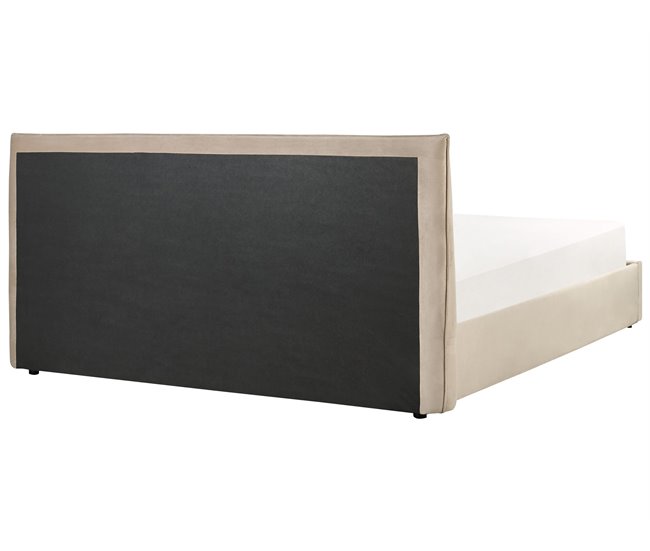 Beliani Cama com armazenamento Veludo LAVAUR 203x210 Cinza Escuro