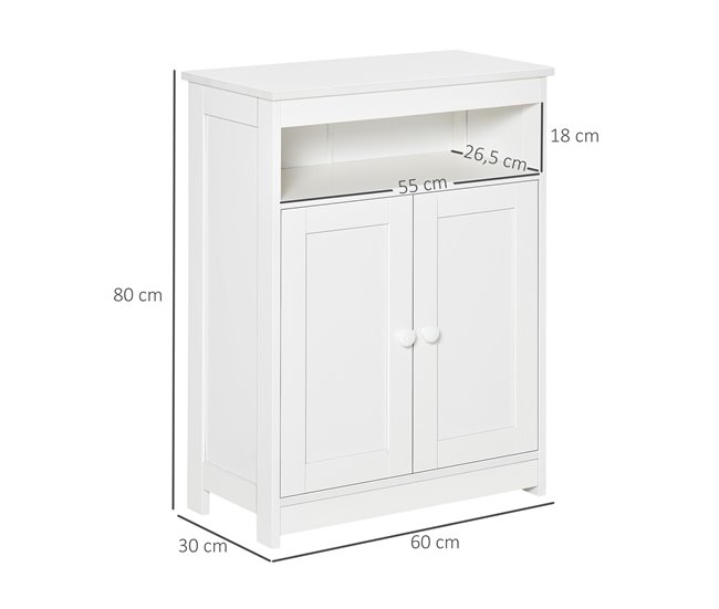 Armário Casa de Banho Melamina de Madeira HOMCOM Branco