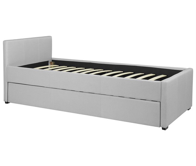 Beliani Cama com estrado Poliéster MARMANDE 96x214 Azul Marino