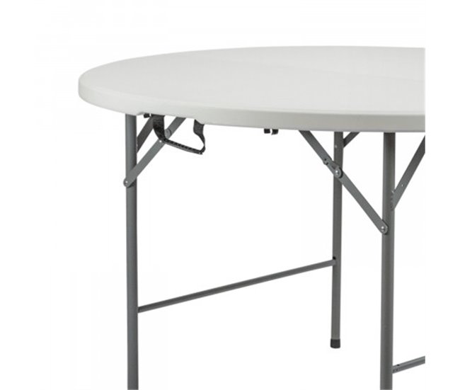 Mesa dobrável redonda efeito granito O91 121x121 Branco