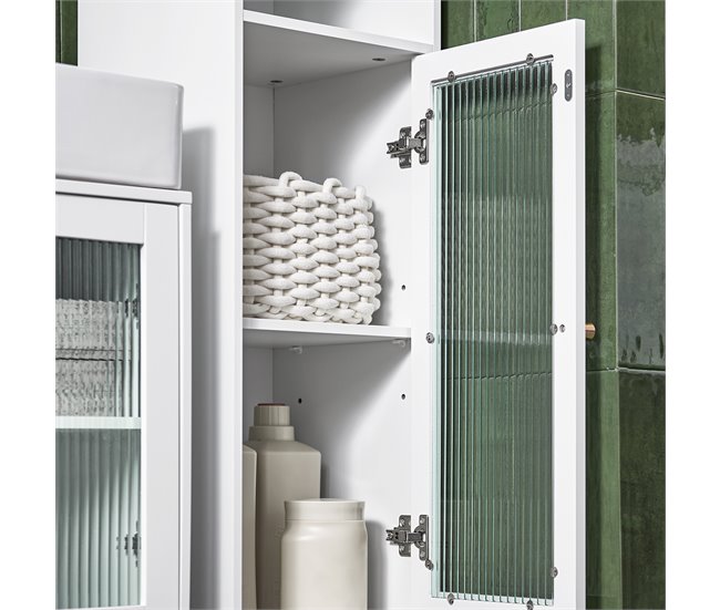 Armário alto de banho com 2 prateleiras e 2 portas BZR118-W SoBuy Branco