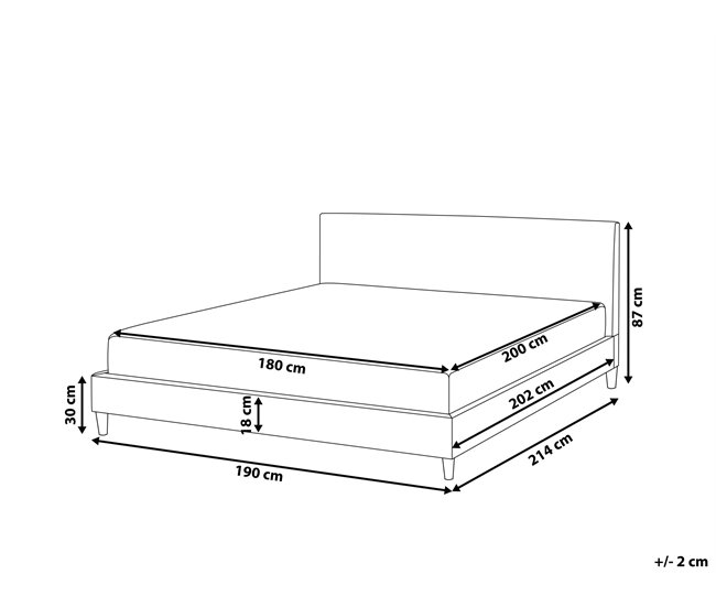 Beliani Cama com LED Poliéster FITOU 170x214 Cinza Claro