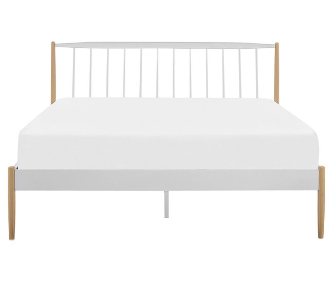 Beliani Cama com estrado Metal MAURS 167x209 Branco