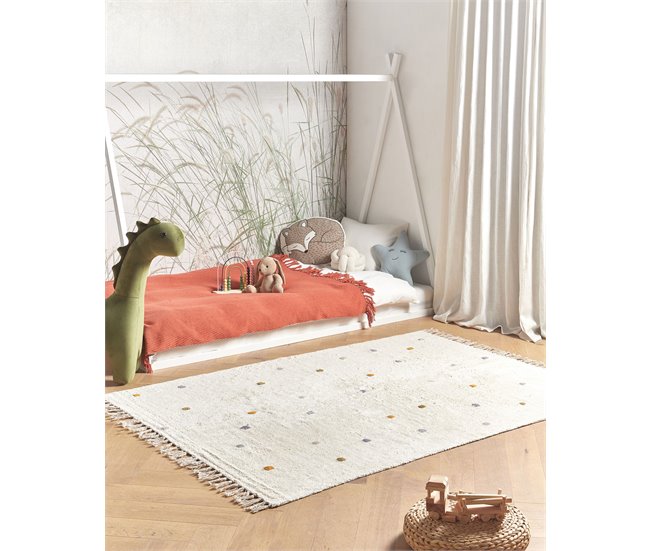 Beliani Pelos curtos ASTAF 140x200 Branco/ Bege